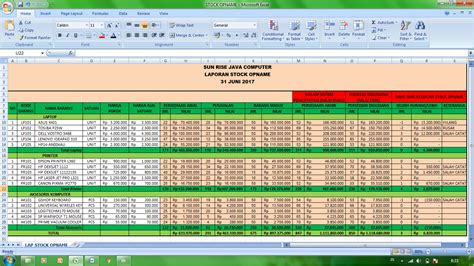 contoh laporan stock opname excel  laporan keuangan keuangan buku keuangan
