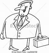 Coloring Businessman Book Illustration Overweight Briefcase Character Cartoon sketch template
