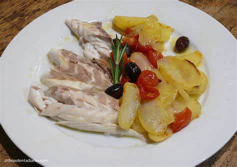 Branzino Alla Ligure Ligurian Style Sea Bass With Olives Potatoes