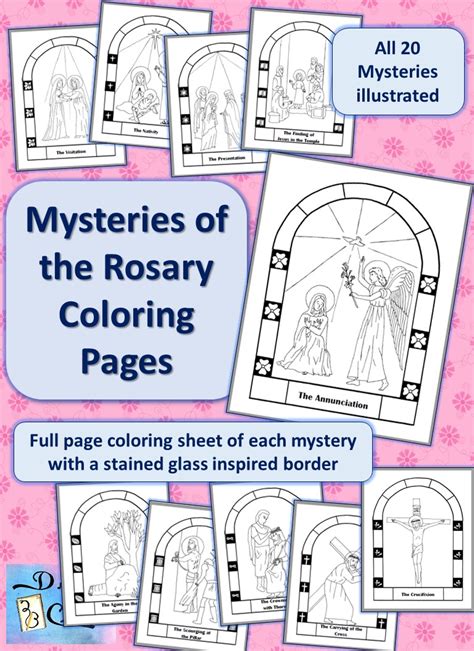 mysteries   rosary coloring pages drawnbcreative