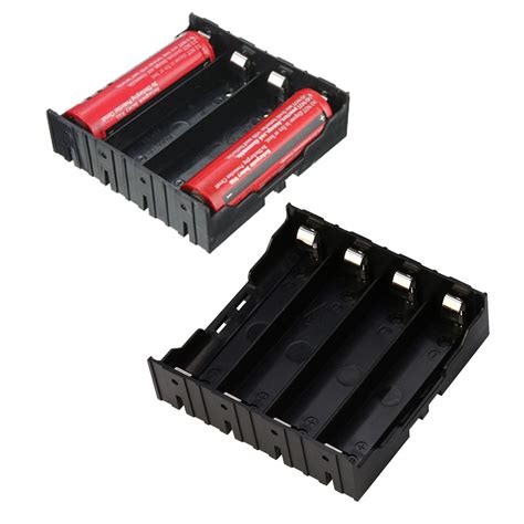 Black Plastic For 4 X 18650 Battery Storage Box Case Slot Way Diy