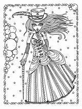 Coloring Pages Steampunk Deborah Muller Book Girls Halloween Fantasy Chubbymermaid Girl Sheets sketch template