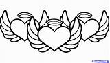 Angel Wings Coloring Pages Heart Drawing Halo Print Simple Hearts Easy Drawings Fire Bleeding Draw Printable Colouring Dragoart Getdrawings Paintingvalley sketch template