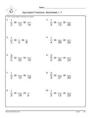 6th grade math fraction worksheets with answers