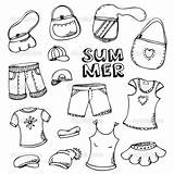 Clothes Coloring Summer Pages Clothing Winter Fashion Drawing Cloth Baby Kids Preschoolers Printable Illustration Set Stock Color Print Cartoon Outfits sketch template