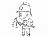 Firefighter Professional Coloring Coloringcrew Ax sketch template