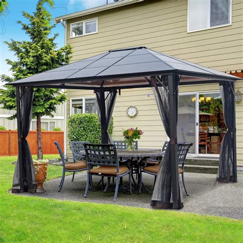 asteroutdoor  outdoor hardtop gazebo  patios metal aluminum frame polycarbonate top