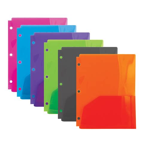 bazic  pockets poly folder translucent portfolio  hole binder