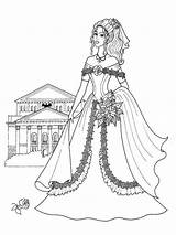 Coloring Pages Victorian Girls Dress Girl Woman Fashion Princess Drawing Books Print Princesses Bouquet Recommended Getdrawings Getcolorings Coloringpagesfortoddlers sketch template