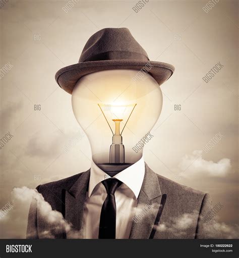 man light bulb head image photo  trial bigstock