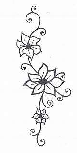 Vine Drawing Flower Simple Flowers Drawings Tattoo Leaves sketch template