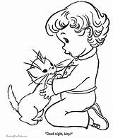 Coloring Cat Kitten Pages Girl Library Clipart sketch template