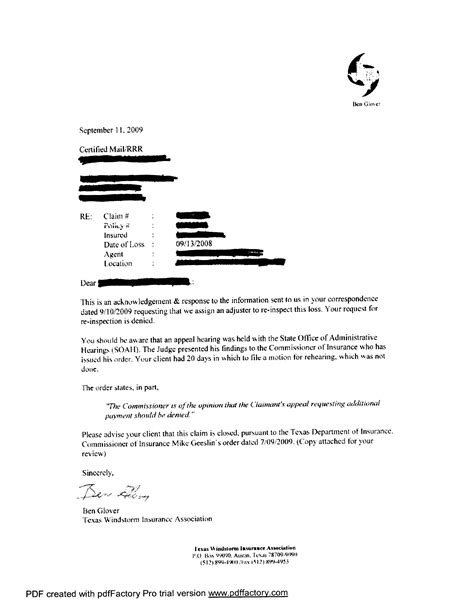 letter insurance claim demand sample business acknowledgement letter