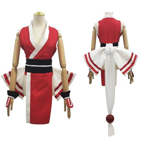 the king of fighters red dress mai shiranui cosplay costumes japanese