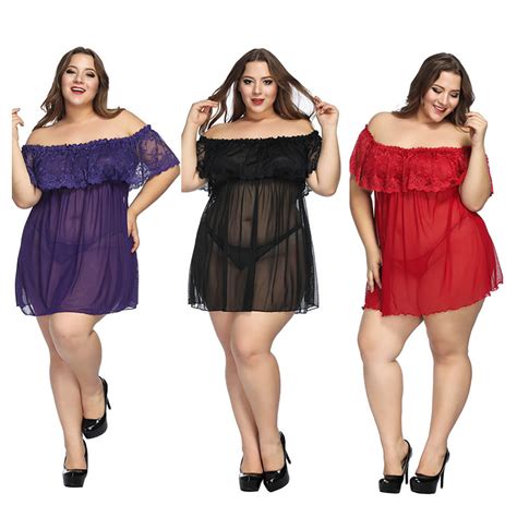 plus size women nightwear sexy chemise lace dress lingerie