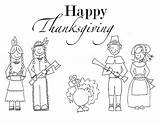 Thanksgiving Coloring Pages Printable Pilgrim Kids Indian Color Preschool Printables Family Children Happy Mayflower Native American Print Turkey Printing Treat sketch template
