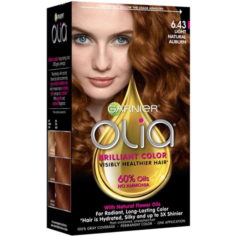 garnier olia oil powered permanent hair color 6 43 light natural auburn