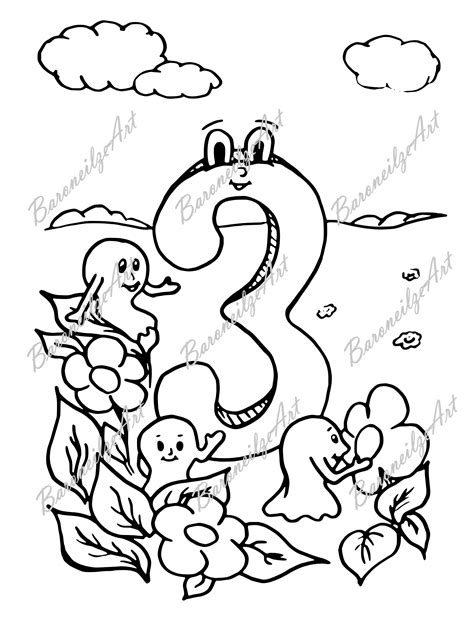 number  coloring page printable instant  print  etsy