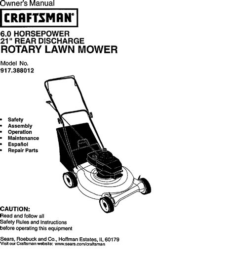 Craftsman 917388012 User Manual Gas Walk Behind Lawnmower Manuals And