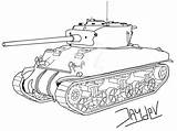 Tank Drawing Sherman M4 Tiger Churchill Sketch Coloring Template Getdrawings Winston Collection sketch template