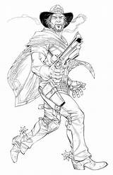Overwatch Mccree Drawing Pages Coloring Drawings Blizz Colouring Character sketch template