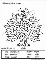 Worksheets Thanksgiving Numeros Abcteach Colorea Spanisch Pavo Unterricht sketch template