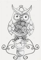 Steampunk Owl Getdrawings Drawing Create sketch template