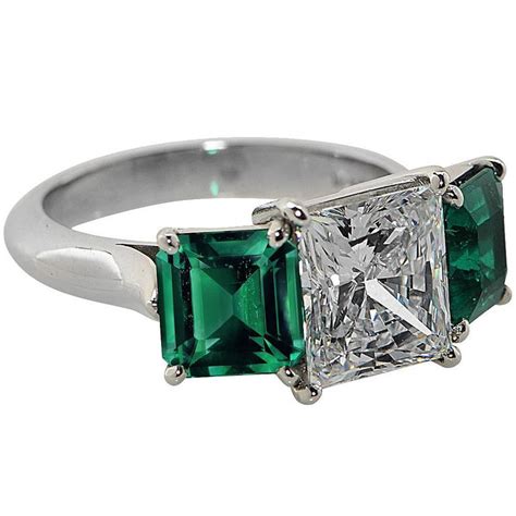 stunning  carat gia princess cut emerald diamond platinum ring  stdibs emerald princess