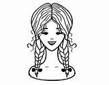 Coloring Pages Braids Hairstyle Two Braid French Colorear Getcolorings Coloringcrew Template Printable sketch template