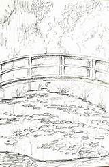 Monet Footbridge sketch template