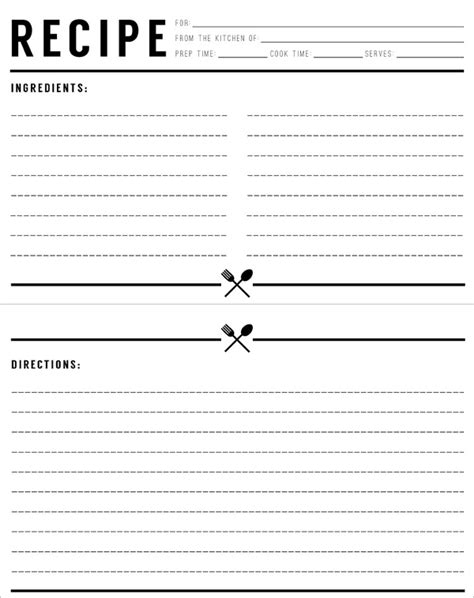 recipe printable template template business psd excel word