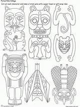 Totem Pole Drawing Coloring Poles American Native Pages Eagle Animal Clipart Designs Tribal Symbols Draw Collection Drawings Northwest Pacific Pieces sketch template