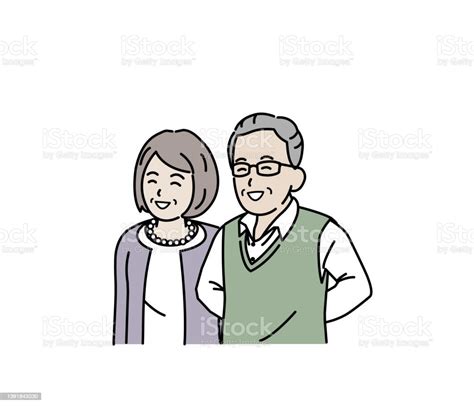 Clip Art Of Smiling Elderly Couple Stock Illustration Download Image