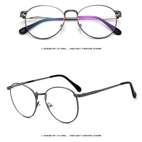 thin rim round retro metal vintage men women optical eyeglasses frames