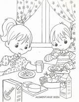 Coloring Pages Eating Healthy Kids Para Comiendo Ninos sketch template