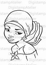 Coloring Pages Digi African Girl Stamp Stamps Etsy Paintings Choose Board Digital sketch template
