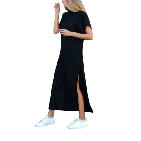 2017 new fashion clothing casual summer side high slit long t shirt