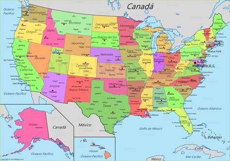 mapa de estados unidos  sus estados world map