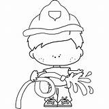 Firefighter Hose Coloring Pages Extinguisher Fire Cute Firefighters sketch template