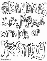 Grandma Coloring Mothers Pages Grandpa Quotes Birthday Printable Quote Happy Mother Color Cards Fathers Doodle Grand Grandmas Disney Card Frosting sketch template
