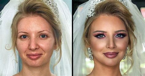 23 stunning photos of brides before and after applying wedding makeup