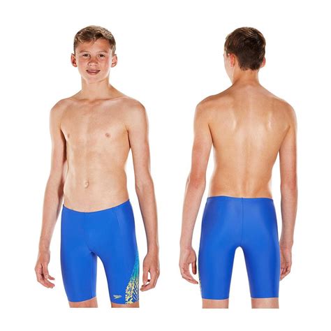 speedo boys lightning spritz panel jammer shorts size  colour blueyellow boru sports