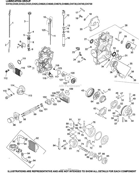 kohler ch  mtd  hp  kw parts diagram  lubrication group    ch