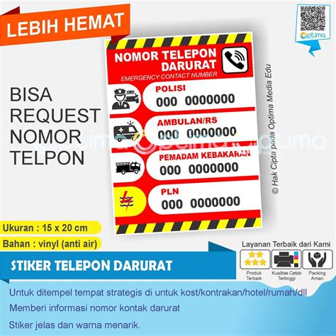 Jual Stiker Nomor Telepon Darurat Bisa Reques Nomor Telpon Indonesia