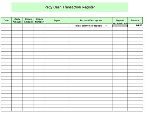 sample cash log templates printable samples