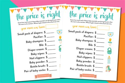 printable price   baby shower game  postpartum party