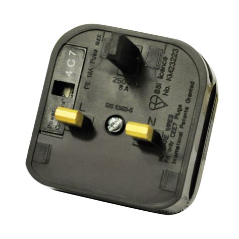 fused  pin euro plug  uk  pin mains european converter bs
