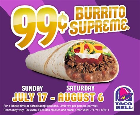 Grubgrade Food News Burrito Supreme For 99 Cents At