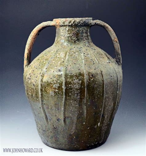 french pottery  handled jar auvergne early  century john howard