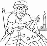 Sewing Coloring Pages Girl Betsy Ross Flag Template Getcolorings Getdrawings sketch template